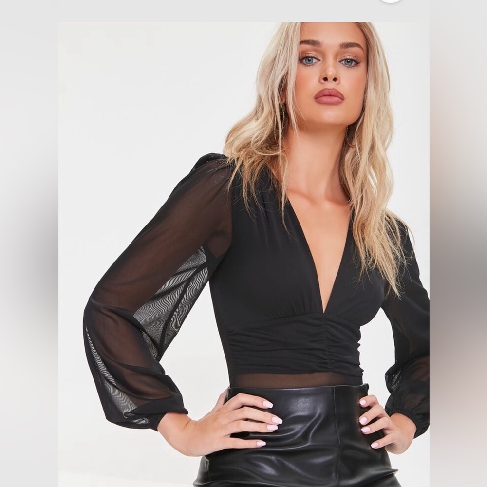 Black mesh bodysuit
